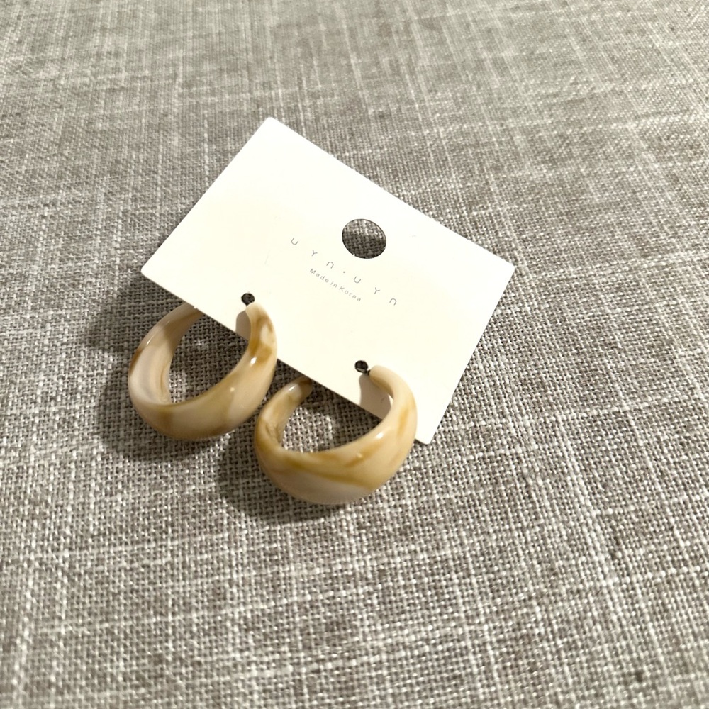New Beige C Hoop Earrings